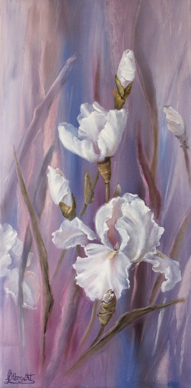 Living room painting by Lidia Olbrycht titled Irises