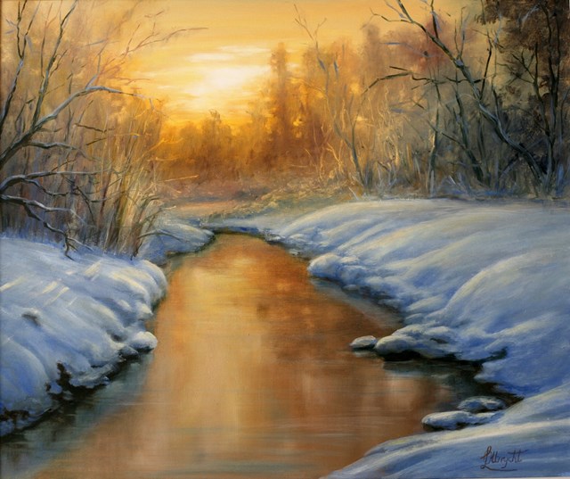Obraz do salonu artysty Lidia Olbrycht pod tytułem Zimowy Zachód Słońca 