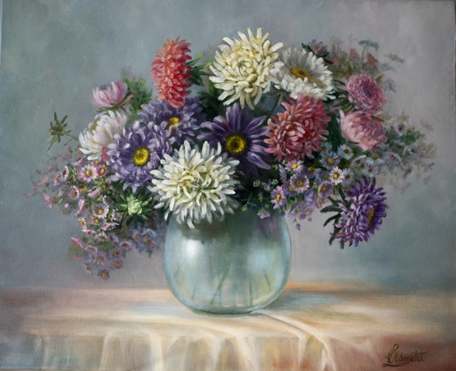 Obraz do salonu artysty Lidia Olbrycht pod tytułem Jesienne Kwiaty