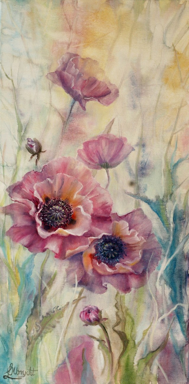 Living room painting by Lidia Olbrycht titled  Garden Poppies - Impression