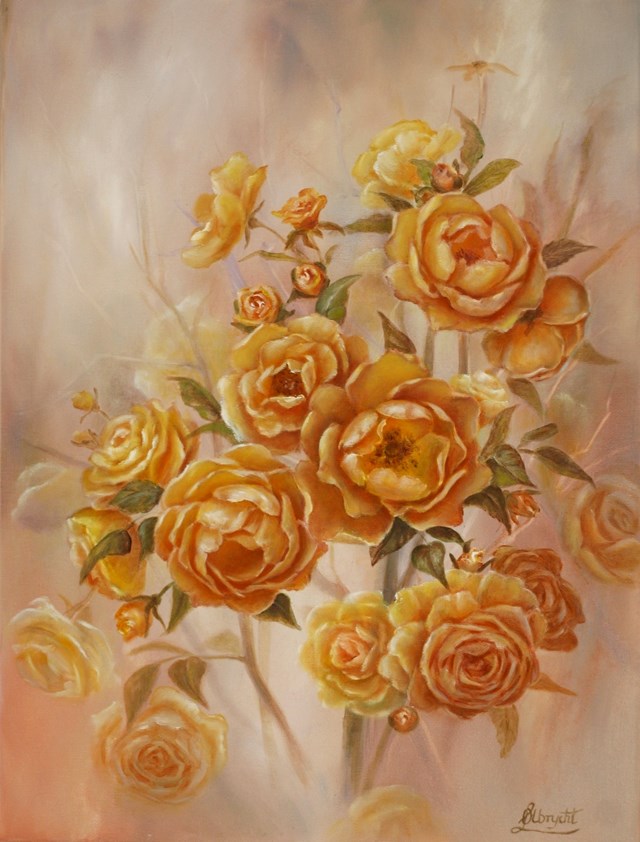 Living room painting by Lidia Olbrycht titled Rose bush